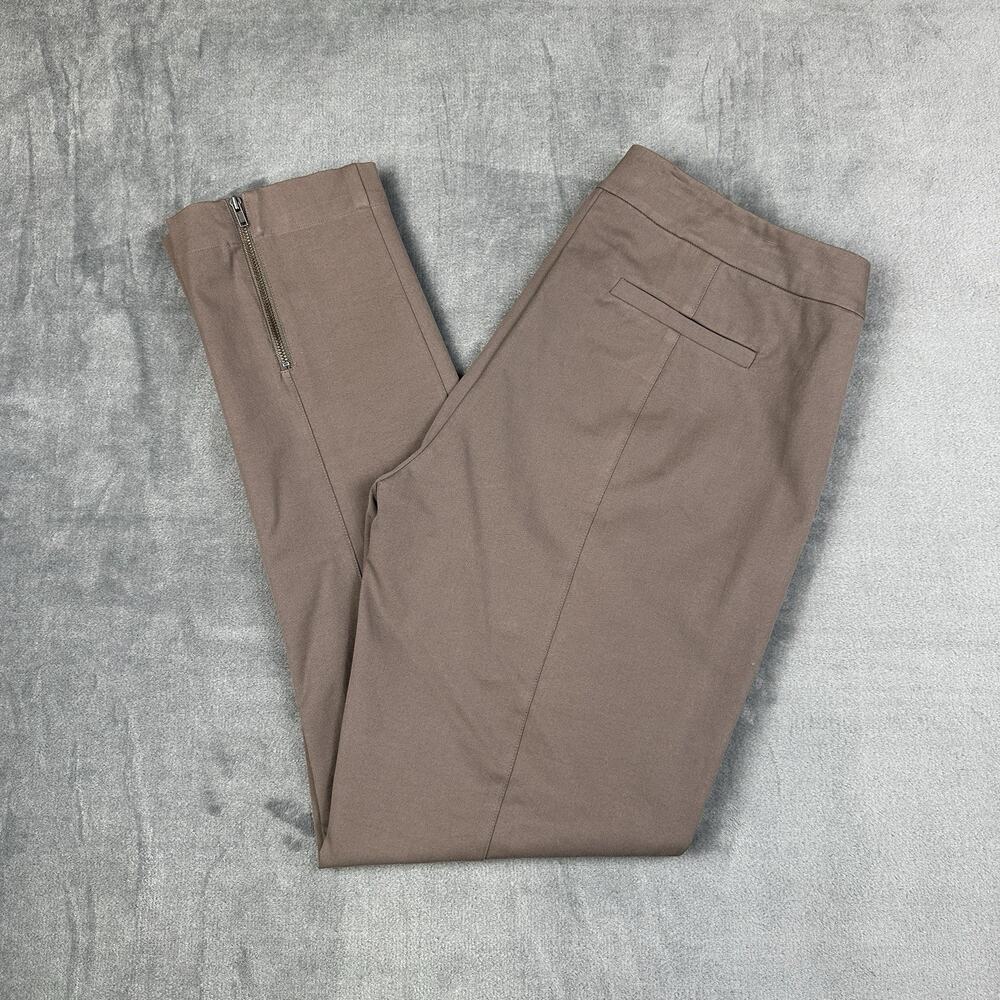 Eileen Fisher Organic Cotton Blend Pants Womens Small Brown Ankle Zip Office